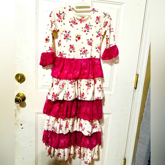 (Sold) Girls Ruffle Custom Dress - Picture 2 of 5